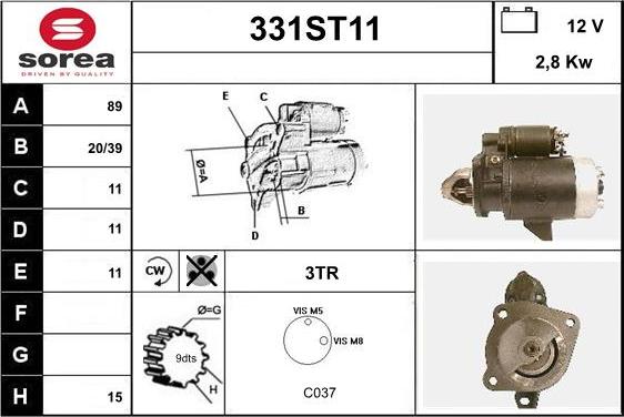 STARTCAR 331ST11 - Starteris adetalas.lv