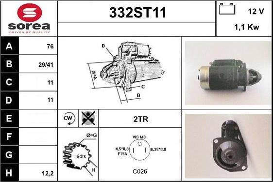 STARTCAR 332ST11 - Starteris adetalas.lv