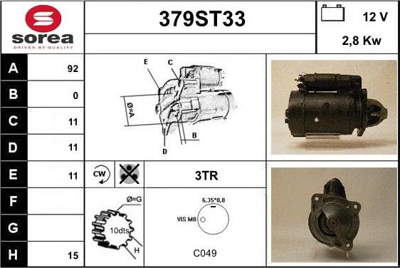 STARTCAR 379ST33 - Starteris adetalas.lv