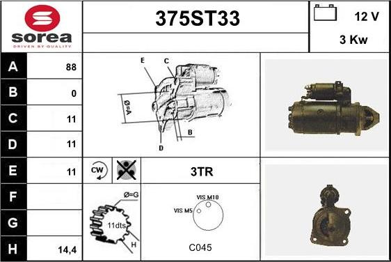 STARTCAR 375ST33 - Starteris adetalas.lv