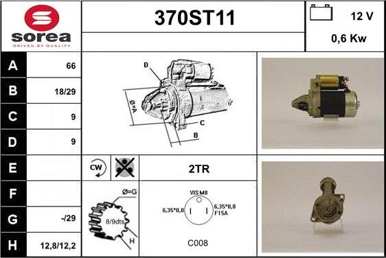 STARTCAR 370ST11 - Starteris adetalas.lv