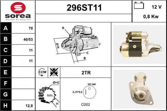 STARTCAR 296ST11 - Starteris adetalas.lv