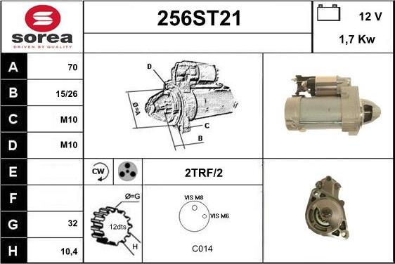 STARTCAR 256ST21 - Starteris adetalas.lv