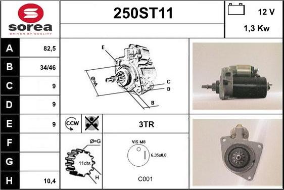 STARTCAR 250ST11 - Starteris adetalas.lv