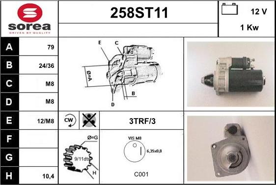 STARTCAR 258ST11 - Starteris adetalas.lv