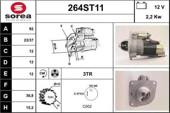 STARTCAR 264ST11 - Starteris adetalas.lv