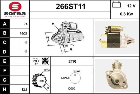 STARTCAR 266ST11 - Starteris adetalas.lv