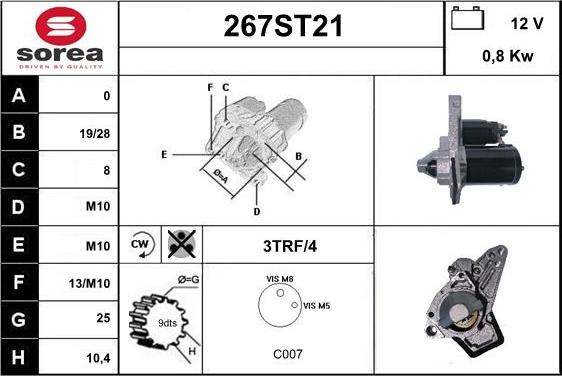 STARTCAR 267ST21 - Starteris adetalas.lv