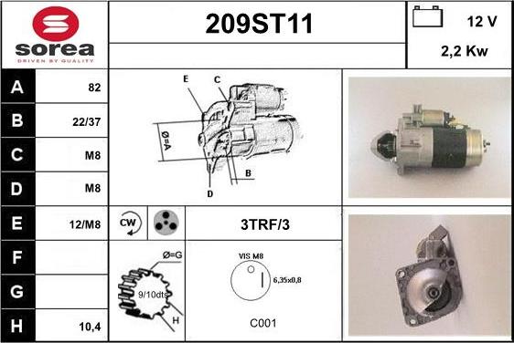 STARTCAR 209ST11 - Starteris adetalas.lv