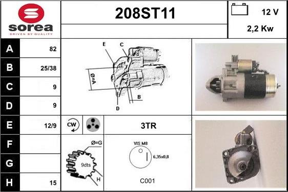 STARTCAR 208ST11 - Starteris adetalas.lv