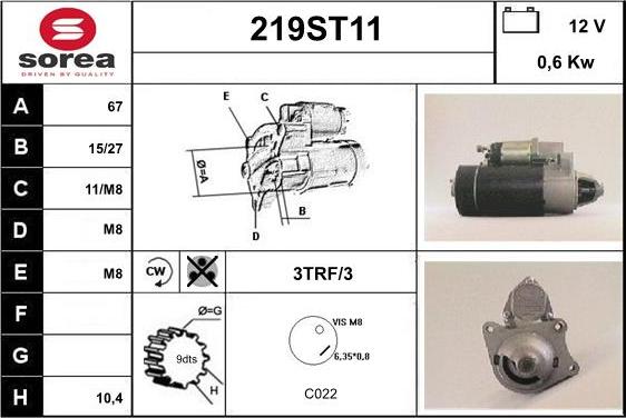 STARTCAR 219ST11 - Starteris adetalas.lv