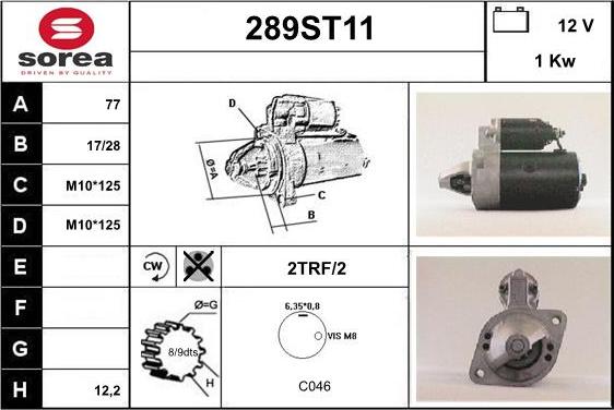 STARTCAR 289ST11 - Starteris adetalas.lv