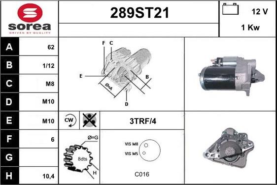 STARTCAR 289ST21 - Starteris adetalas.lv