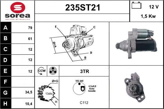 STARTCAR 235ST21 - Starteris adetalas.lv