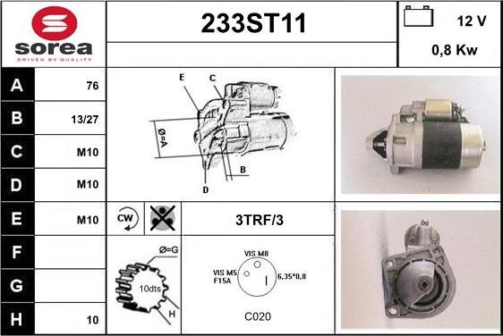 STARTCAR 233ST11 - Starteris adetalas.lv