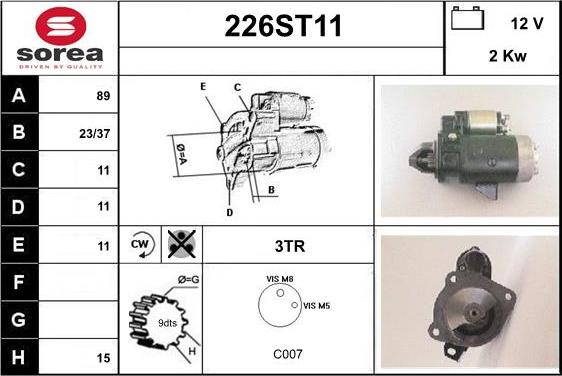 STARTCAR 226ST11 - Starteris adetalas.lv