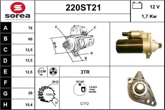 STARTCAR 220ST21 - Starteris adetalas.lv