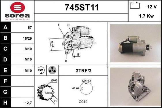 STARTCAR 745ST11 - Starteris adetalas.lv