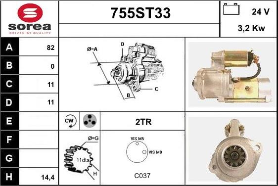 STARTCAR 755ST33 - Starteris adetalas.lv