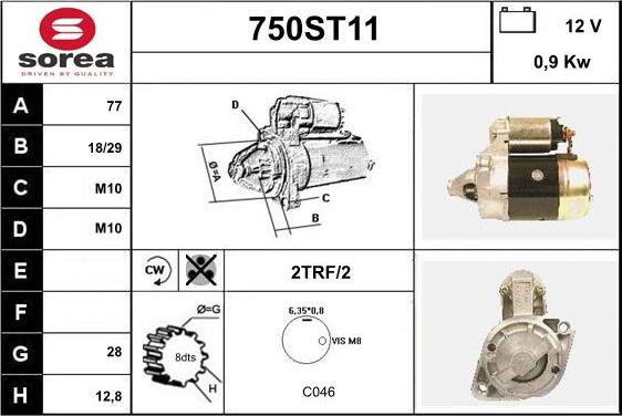 STARTCAR 750ST11 - Starteris adetalas.lv