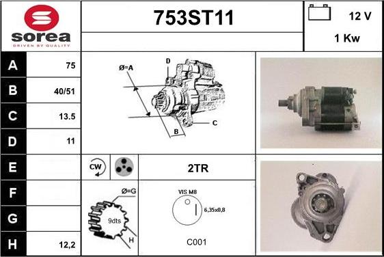 STARTCAR 753ST11 - Starteris adetalas.lv