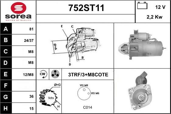 STARTCAR 752ST11 - Starteris adetalas.lv