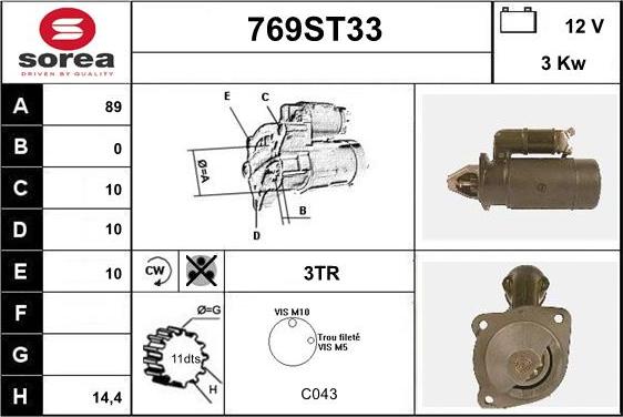 STARTCAR 769ST33 - Starteris adetalas.lv