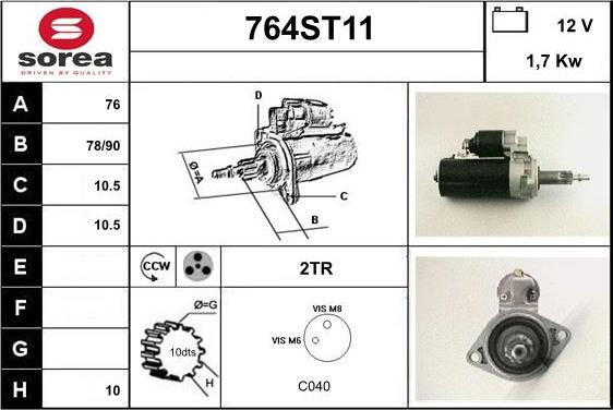 STARTCAR 764ST11 - Starteris adetalas.lv