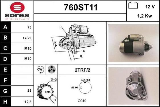 STARTCAR 760ST11 - Starteris adetalas.lv