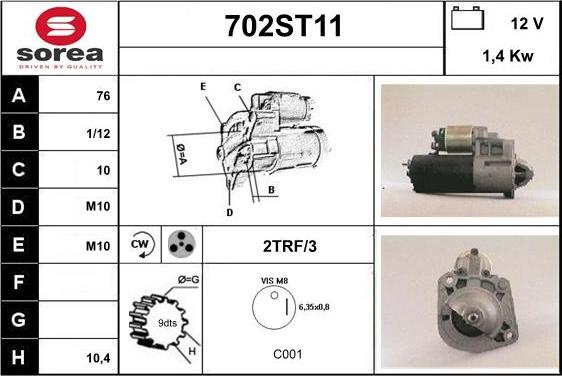 STARTCAR 702ST11 - Starteris adetalas.lv