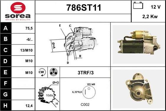 STARTCAR 786ST11 - Starteris adetalas.lv