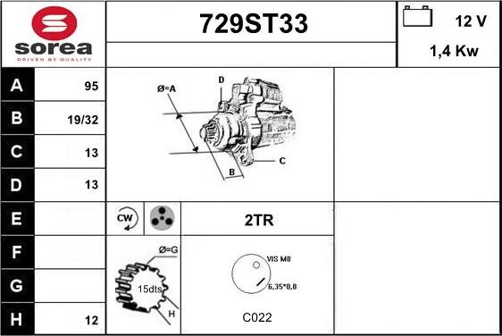 STARTCAR 729ST33 - Starteris adetalas.lv