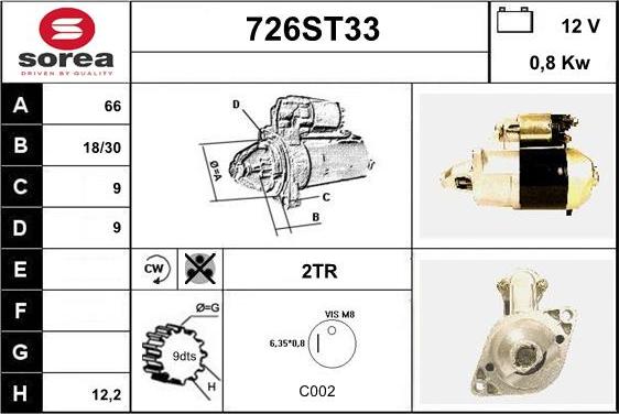 STARTCAR 726ST33 - Starteris adetalas.lv