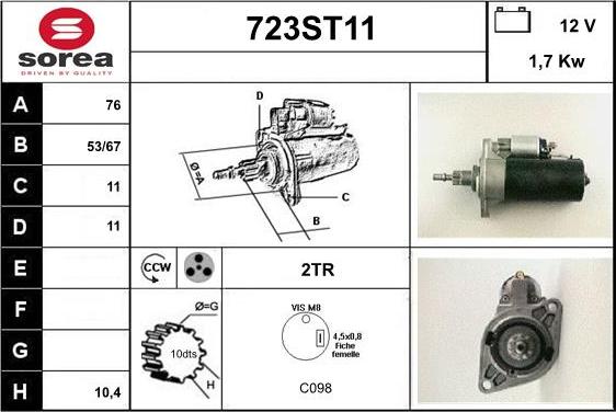 STARTCAR 723ST11 - Starteris adetalas.lv