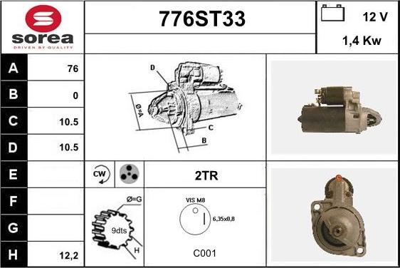 STARTCAR 776ST33 - Starteris adetalas.lv