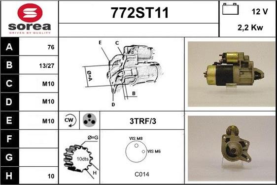 STARTCAR 772ST11 - Starteris adetalas.lv