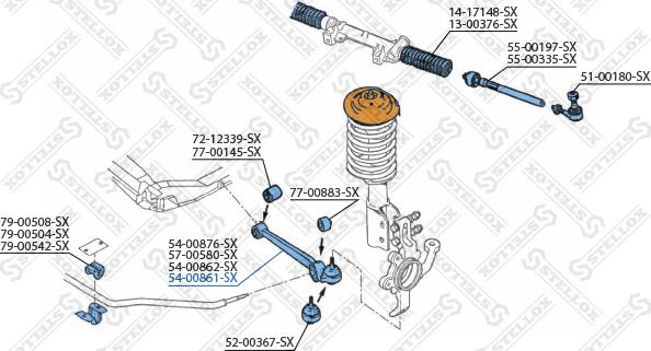 Stellox 54-00861-SX - Neatkarīgās balstiekārtas svira, Riteņa piekare adetalas.lv