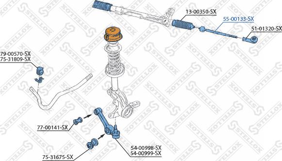 Stellox 55-00133-SX - Aksiālais šarnīrs, Stūres šķērsstiepnis adetalas.lv