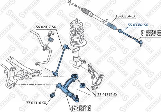 Stellox 55-03382-SX - Aksiālais šarnīrs, Stūres šķērsstiepnis adetalas.lv