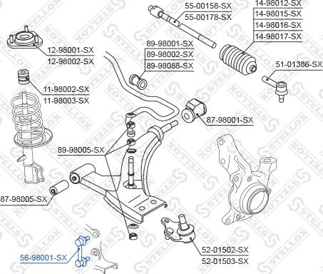 Stellox 56-98001-SX - Stiepnis / Atsaite, Stabilizators adetalas.lv