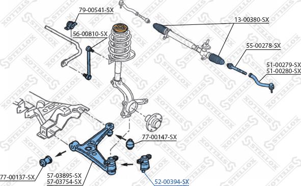 Stellox 52-00394-SX - Balst / Virzošais šarnīrs adetalas.lv