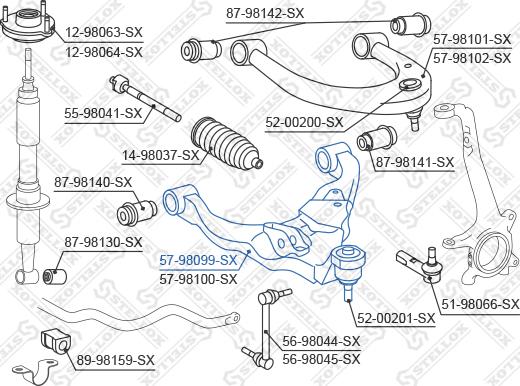 Stellox 57-98099-SX - Neatkarīgās balstiekārtas svira, Riteņa piekare adetalas.lv