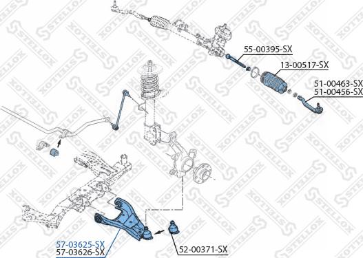 Stellox 57-03625-SX - Neatkarīgās balstiekārtas svira, Riteņa piekare adetalas.lv