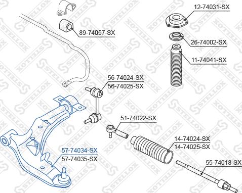 Stellox 57-74034-SX - Neatkarīgās balstiekārtas svira, Riteņa piekare adetalas.lv