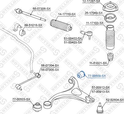 Stellox 77-00509-SX - Piekare, Šķērssvira adetalas.lv