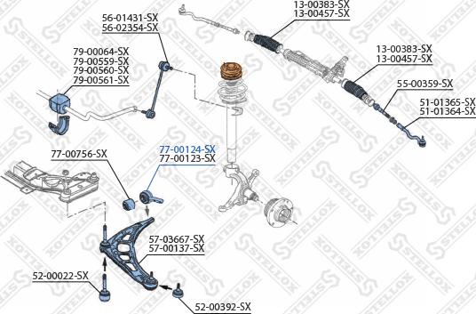 Stellox 77-00124-SX - Piekare, Šķērssvira adetalas.lv