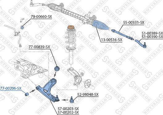 Stellox 77-00206-SX - Piekare, Šķērssvira adetalas.lv