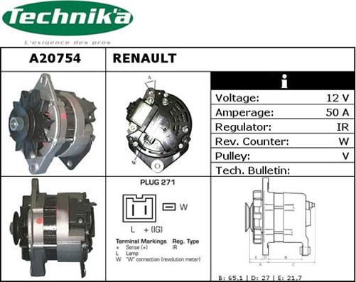 Technika A20754 - Ģenerators adetalas.lv