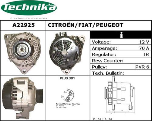 Technika A22925 - Ģenerators adetalas.lv