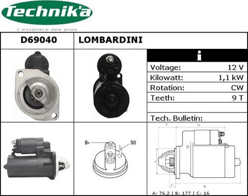 Technika D69040 - Starteris adetalas.lv